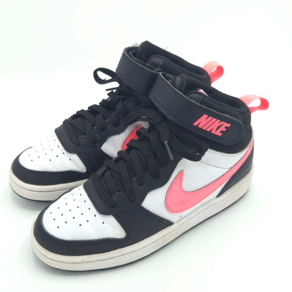 Nike Court Borough Mid 2 GS Kids Size 4Y CD7782-005 Black White Pink